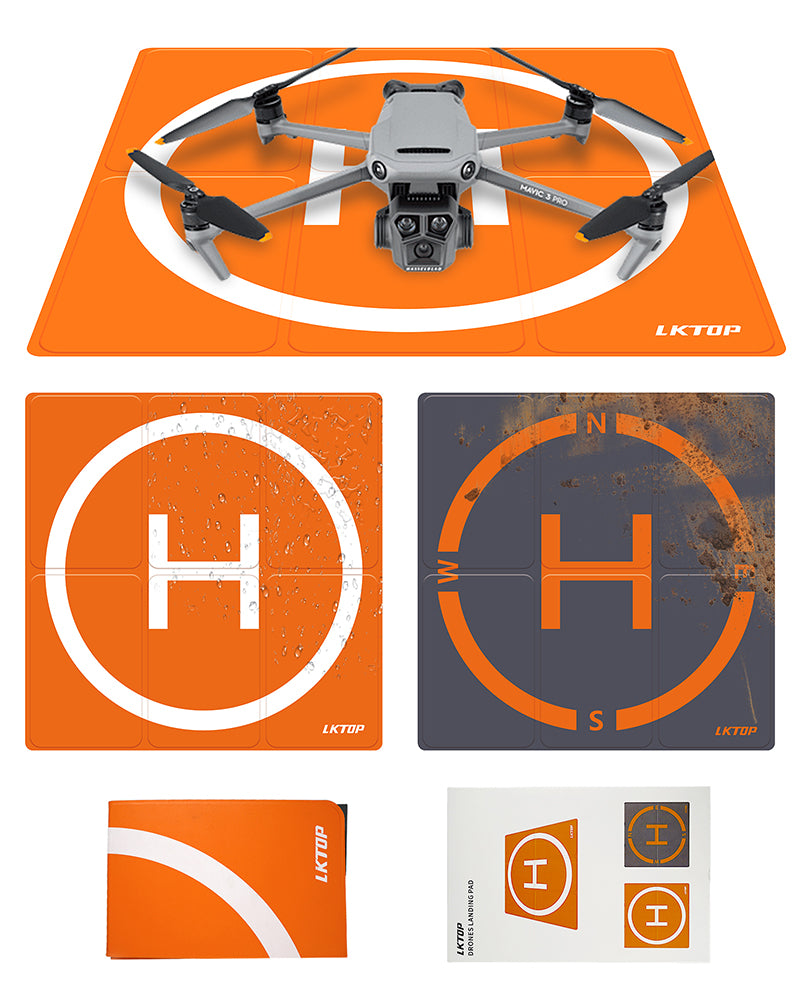 LKTOP Drone Landing Pad Weighted Foldable for DJI Drone, Double-Sided Waterproof Helipad Large Landing Mat, Compatibility: DJI Mavic/Air/Mini/Avata/FPV Series Accessories (26 inch/65 cm)