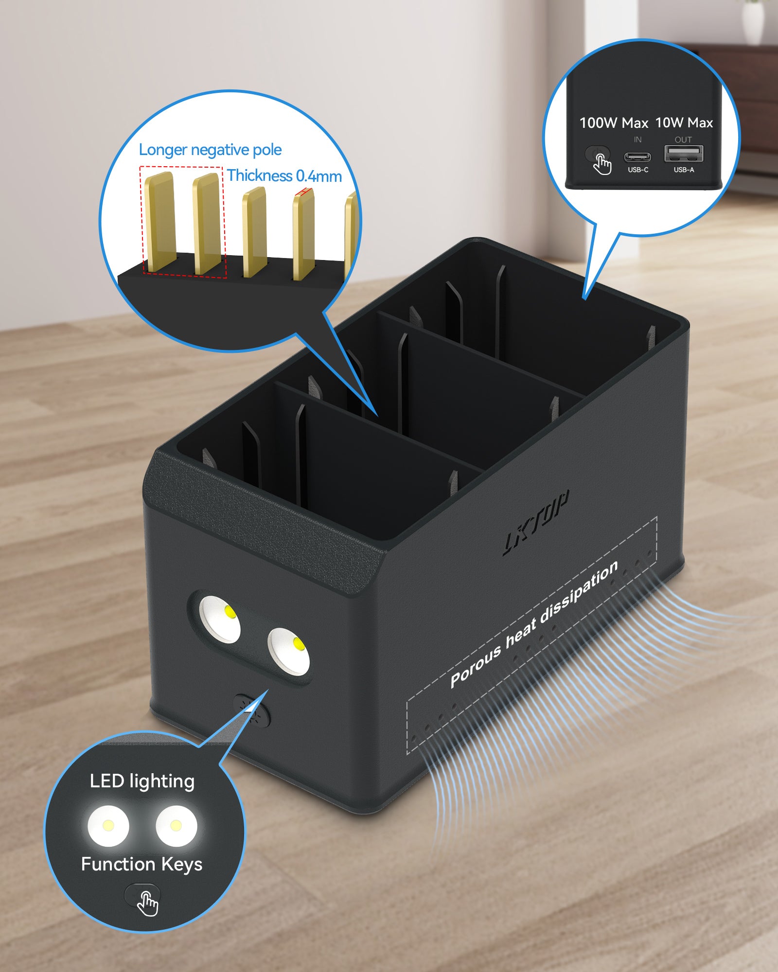 LKTOP 100W Mini 4 Pro/Mini 3 Series Battery Charging Hub